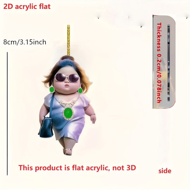 1pc 2D Flat Domineering Female Rich Acrylic Pendant Decoration For Car Rearview Mirror Home Festival Party Backpack Key Ideal Gift - Image 2