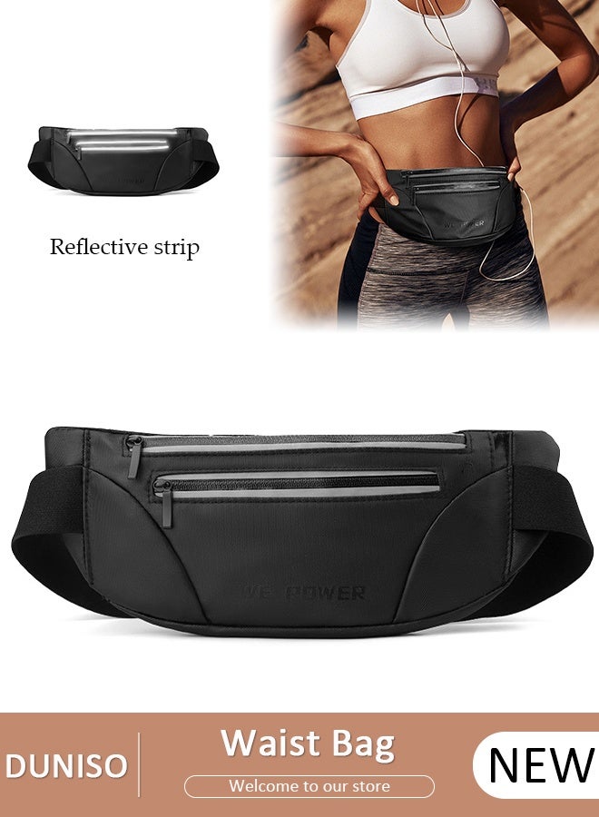 DUNISO Waist Bag for Men and Women Adjustable Crossbody Pack With Reflective Strip Hands-Free Shoulder Bag Carrying All Phones for Outdoors Workout Traveling Casual Running Hiking Cycling - Image 1