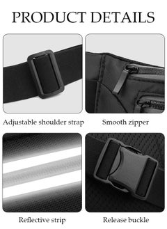 DUNISO Waist Bag for Men and Women Adjustable Crossbody Pack With Reflective Strip Hands-Free Shoulder Bag Carrying All Phones for Outdoors Workout Traveling Casual Running Hiking Cycling  - Image 3