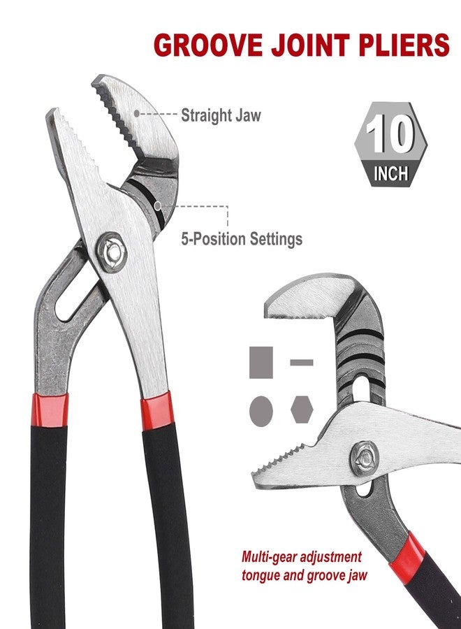 FASTPRO 6-Piece Large Pliers and Wrench Set, Includes 10" Groove Joint, 10" Slip Joint, 8" Linesman, 8" Long Nose, 6" Diagonal Pliers and 8" Adjustable Wrench - Image 3