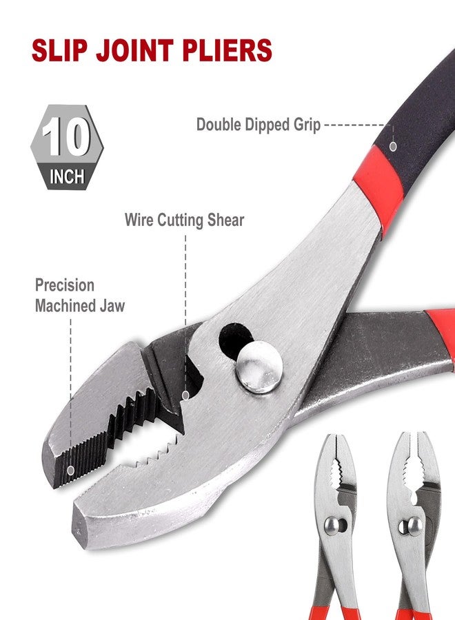 FASTPRO 6-Piece Large Pliers and Wrench Set, Includes 10" Groove Joint, 10" Slip Joint, 8" Linesman, 8" Long Nose, 6" Diagonal Pliers and 8" Adjustable Wrench - Image 4
