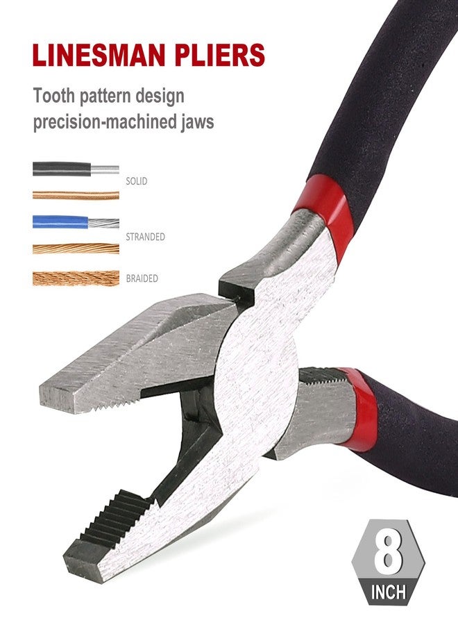 FASTPRO 6-Piece Large Pliers and Wrench Set, Includes 10" Groove Joint, 10" Slip Joint, 8" Linesman, 8" Long Nose, 6" Diagonal Pliers and 8" Adjustable Wrench - Image 5