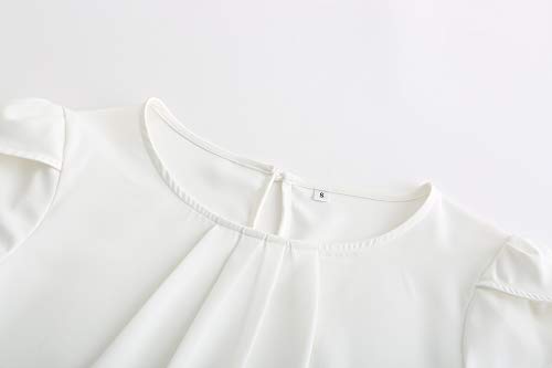 TASAMO Women's Loose Casual Short Sleeve Chiffon Top T-Shirt Blouse (X-Large, White) - Image 3