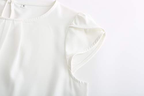 TASAMO Women's Loose Casual Short Sleeve Chiffon Top T-Shirt Blouse (X-Large, White) - Image 4