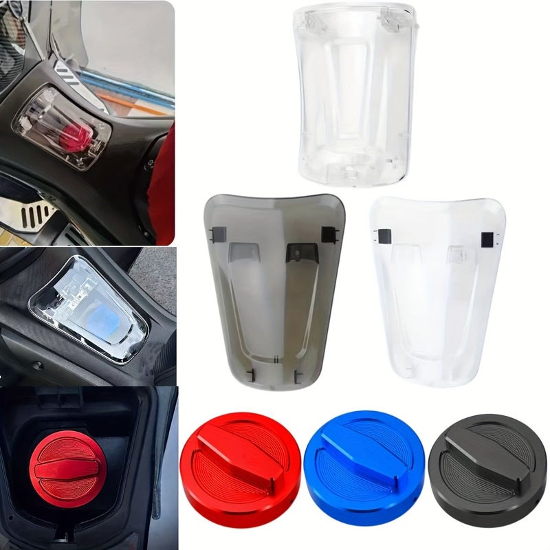 غطاء حماية شفاف لخزان الوقود Nmax مع غطاء زيت أزرق للدراجات النارية - Image 1