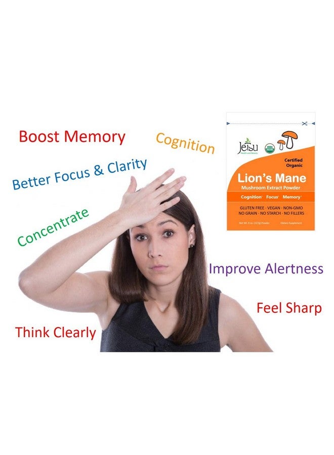 Jetsu Lions Mane Mushroom Powder, Organic, Vegan, Non-GMO Extract Supplement. Nootropic to Support Brain Health, Boost Neuron Growth and Your Immune System for Clarity and Focus. (227g) - Image 2