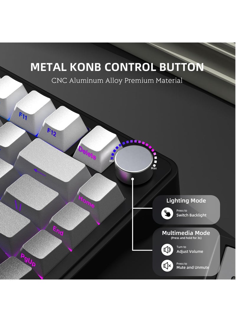 كيبورد ميكانيكي X85 ثلاثي الوضعيات مع مقبض CNC، وحشوة بخمس طبقات، قابل للتبديل الساخن، وإضاءة خلفية RGB - Image 3