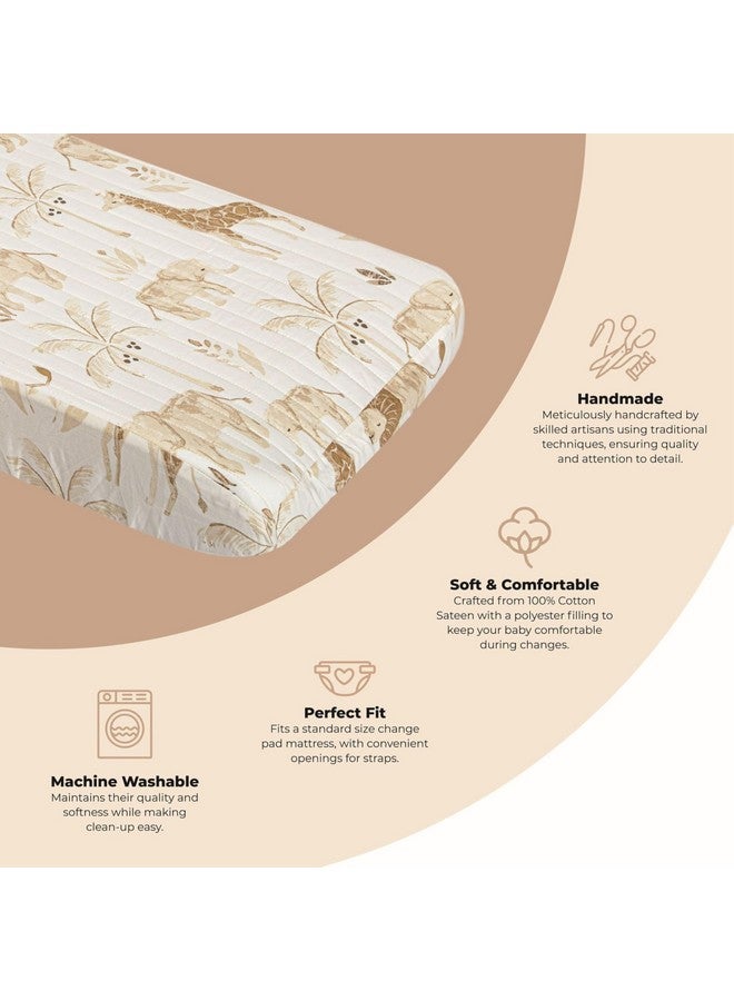 كرين بيبي غطاء وسادة تغيير حفاضات الأطفال من كرين، غطاء خارجي من الساتان القطني بنسبة 100%، مزين بنقشة حيوانات السفاري، مقاس 16 بوصة × 32 بوصة، أغطية وسائد تغيير ملائمة، غطاء وسادة طاولة تغيير حفاضات لغرفة الأطفال أو سجل الطفل أو هدية استحمام - Image 1