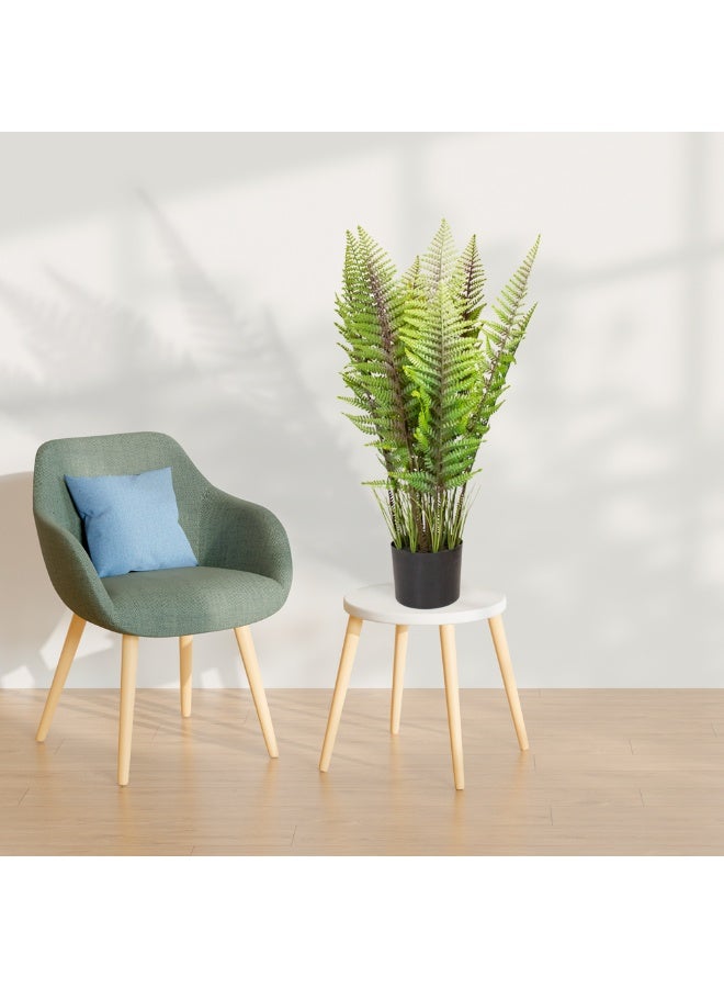 Halfpound Artificial fern plant in black plastic pot, 90cm tall, with green leaves - Image 3