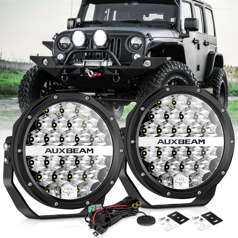 أضواء أوكسبيم الدائرية LED للطرق الوعرة 7 بوصة 240 واط مع مصابيح قيادة بقوة 24000 لومن مع DRL