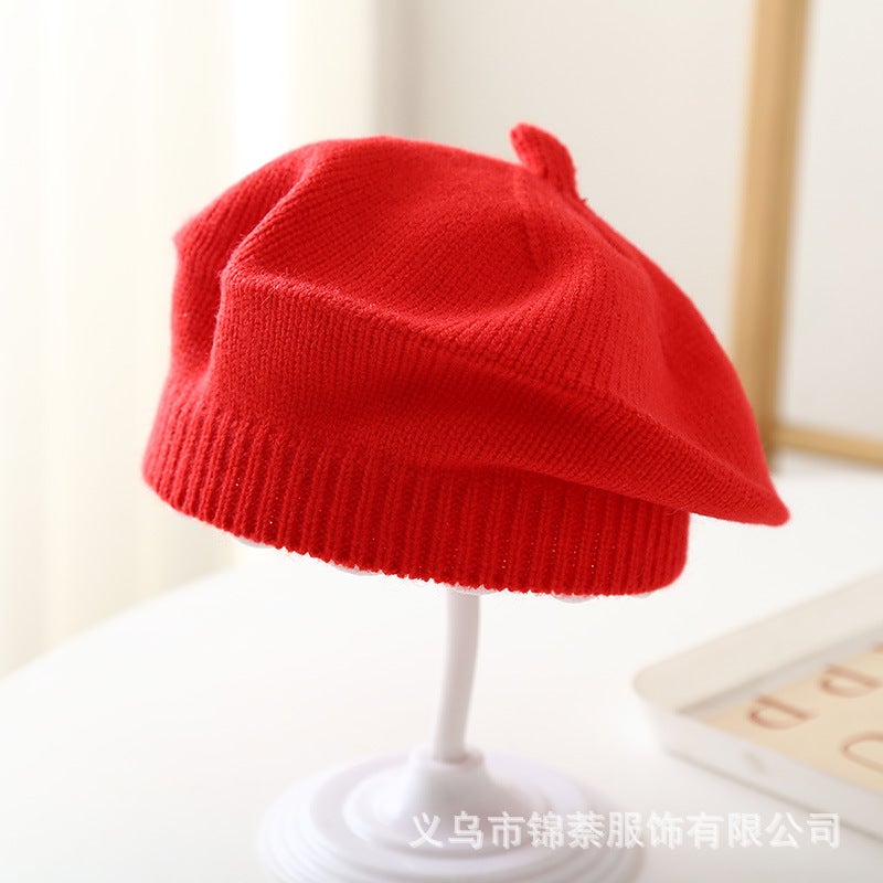 Cute Beret Cap Baby Toddler Sun Hat Spring Autumn Beret-big red