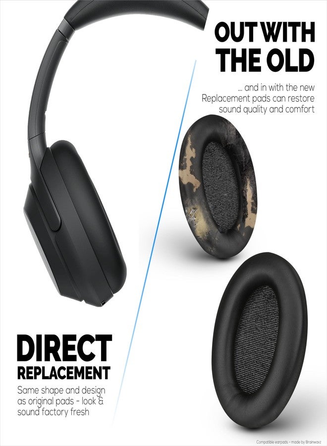 BRAINWAVZ وسادات أذن بديلة لسماعات سوني WH-1000XM3 - وسائد جلد نباتي ناعمة لراحة إضافية، تركيب سهل وسريع، من براين ويفز (أسود) - Image 3