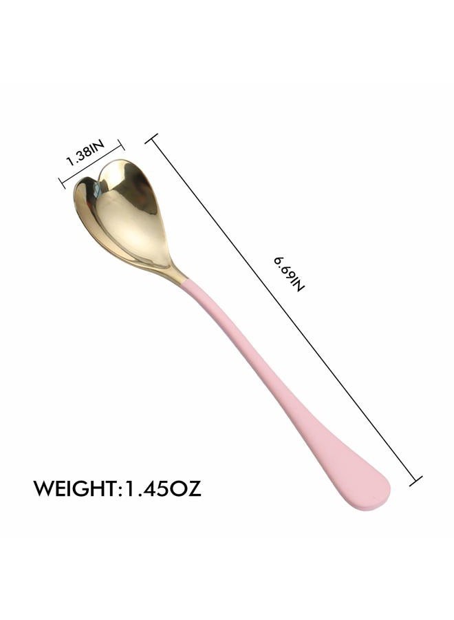 HISSF Heart Shaped Spoons, 18/10 Stainless Steel Spoon Set 4 Pack, 6.7 inches, Dessert Spoon, Ice Cream Spoons, Stirring Spoon for Tea, Cocktail, Sugar, Cute holiday - Image 5