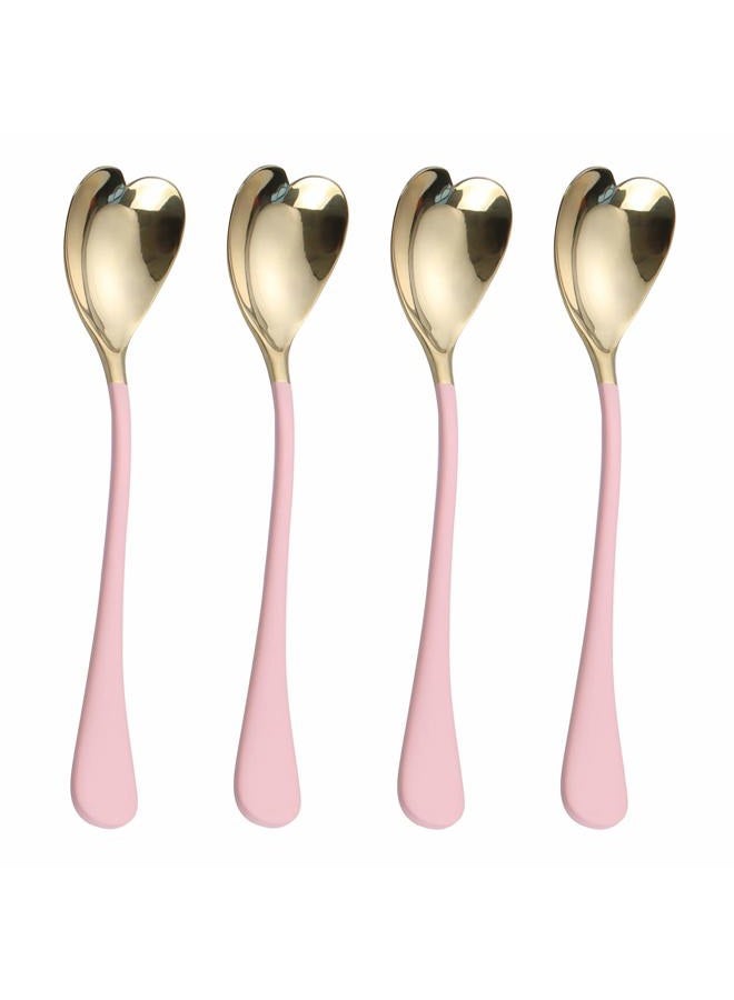 HISSF Heart Shaped Spoons, 18/10 Stainless Steel Spoon Set 4 Pack, 6.7 inches, Dessert Spoon, Ice Cream Spoons, Stirring Spoon for Tea, Cocktail, Sugar, Cute holiday - Image 1