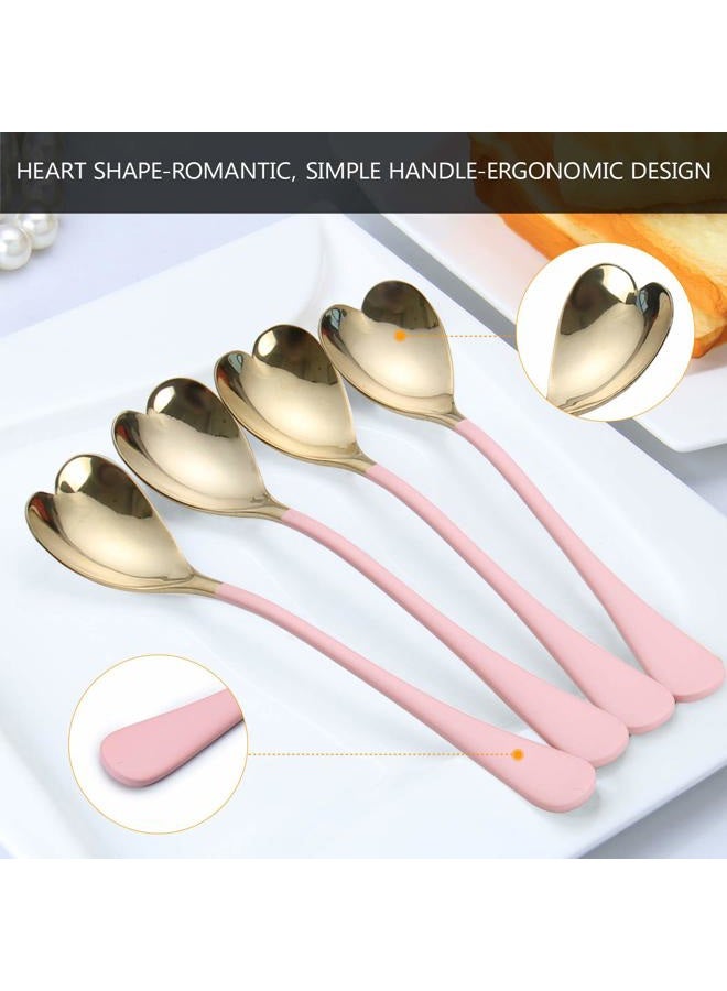 HISSF Heart Shaped Spoons, 18/10 Stainless Steel Spoon Set 4 Pack, 6.7 inches, Dessert Spoon, Ice Cream Spoons, Stirring Spoon for Tea, Cocktail, Sugar, Cute holiday - Image 3