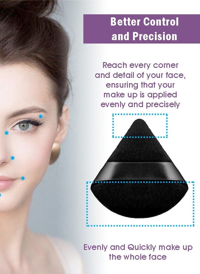 Kanza 6 Pcs Triangle Powder Puff Set Pure Cotton Makeup Sponge Set Velour Powder Puff Soft Powder Puff for Face and Body Powder Cosmetic Foundation Sponge for Undereye Setting Face Makeup Puff Black - Image 5