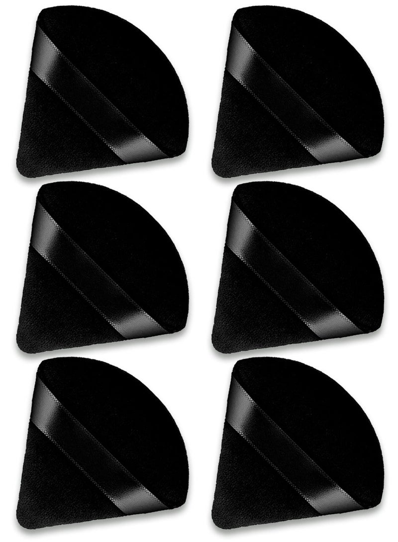Kanza 6 Pcs Triangle Powder Puff Set Pure Cotton Makeup Sponge Set Velour Powder Puff Soft Powder Puff for Face and Body Powder Cosmetic Foundation Sponge for Undereye Setting Face Makeup Puff Black - Image 2