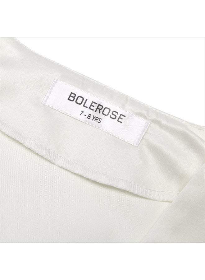 BOLEROSE بليزر قصير الأكمام من الساتان للفتيات (عاجي، 13-14 سنة) - Image 3
