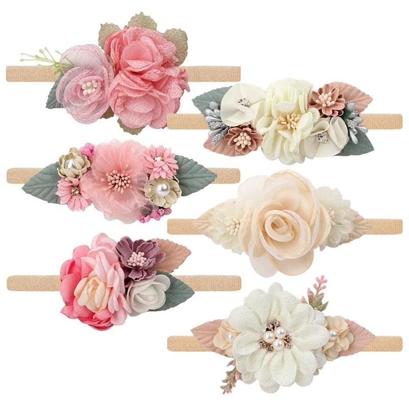 Toptim Baby Floral with Nylon Headbands for Newborn Girls Shower Photo (6 Colors) - Image 4
