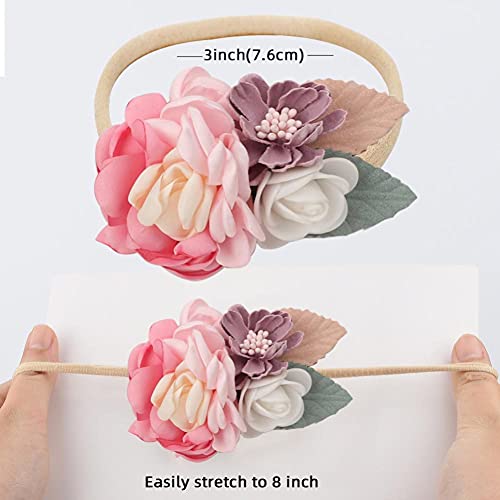 Toptim Baby Floral with Nylon Headbands for Newborn Girls Shower Photo (6 Colors) - Image 3