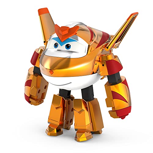 Super Wings 5" Transforming Golden Boy, Airplane Toys Vehicle Action Figure, Transforming Plane to Robot, Birthday Gifts for 3 4 5 Year Old Boys Girls Preschool Kids, Gold - Image 2