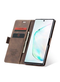 CaseMe CaseMe Samsung Galaxy Note 10 Plus Case Wallet, for Samsung Galaxy Note 10 Plus Wallet Case Book Folding Flip Folio Case with Magnetic Kickstand Card Slots Protective Cover  - Coffee  - Image 5