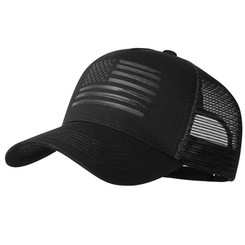 VIONLAN Baseball Cap, American Flag Trucker Hat for Men Women, Breathable Adjustable Fit Outdoor Mesh Snapback Hats - Image 1