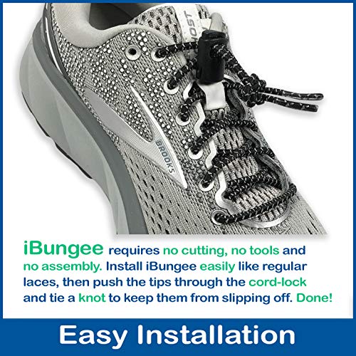 IBUNGEE LACES (Elastic No Tie Shoelaces (Reflective), (Black, 26-Inch) - Image 5