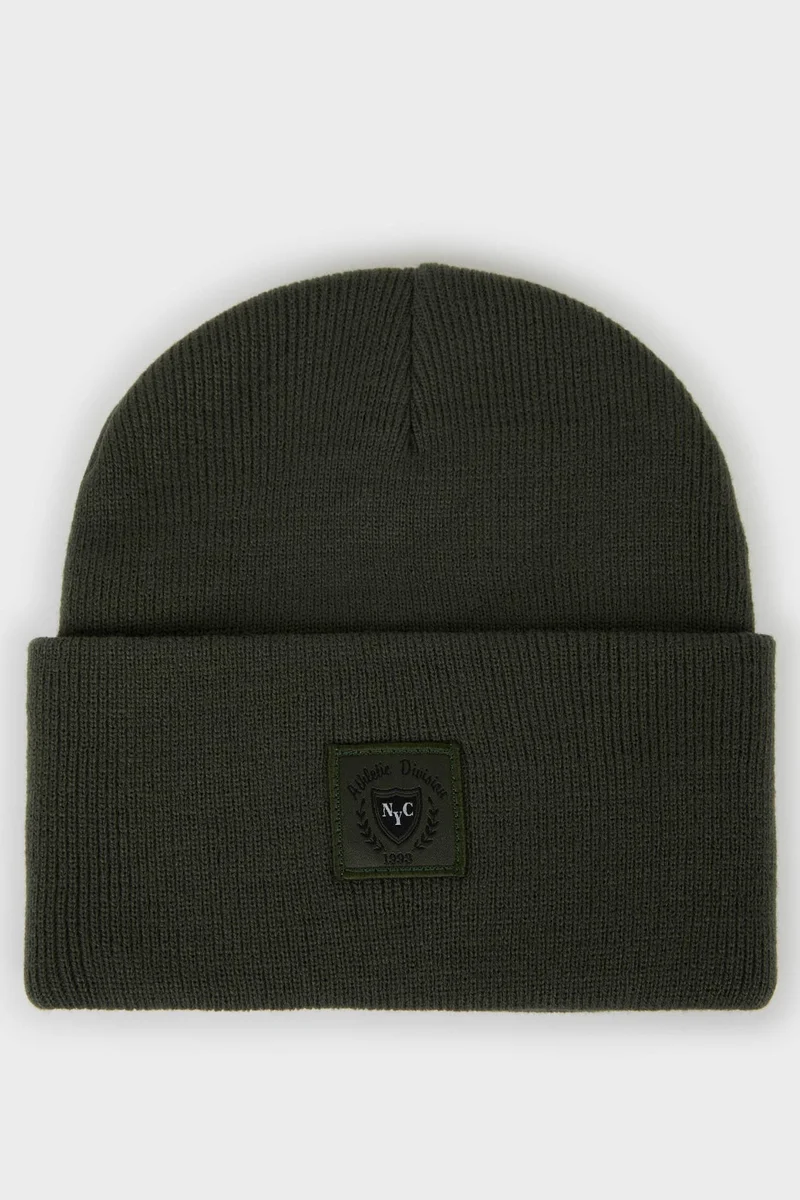 Defacto Man Woven Labeled Knit Beanie