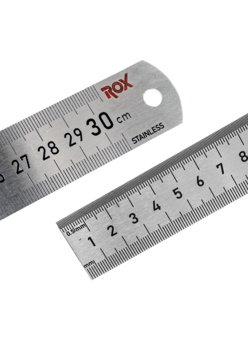 ROX 0199 Double Sided Steel Ruler 300 mm  - Image 1