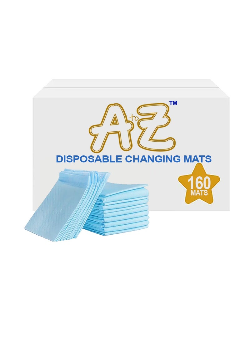 A TO Z A to Z - Disposable Changing Mat size (45cm x 60cm) Large- Premium Quality for Baby Soft Ultra Absorbent Waterproof - Pack of 160 - Blue  - Image 1