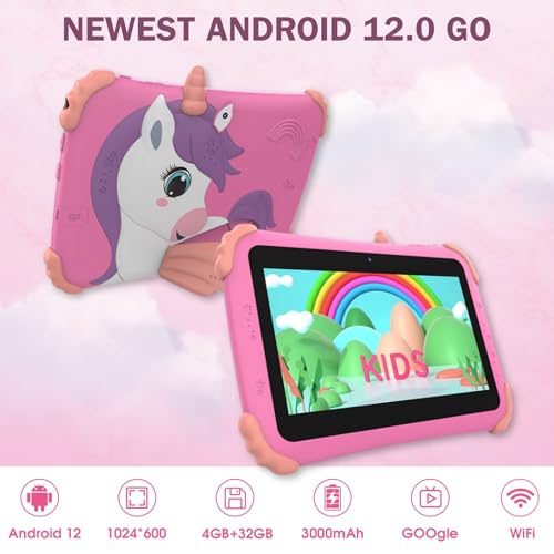 CASON 7 inch Kid Tablet for Study 5-12 Years Age,4GB+32GB Android Tab for Kids,Mini Tablet with Shockproof Case,FHD Eye Comfort Display,Parental Control, Games & Education for Boys, Girls (Pink) - Image 2