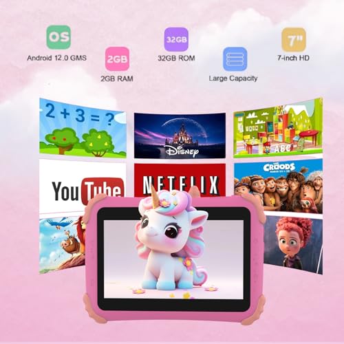 CASON 7 inch Kid Tablet for Study 5-12 Years Age,4GB+32GB Android Tab for Kids,Mini Tablet with Shockproof Case,FHD Eye Comfort Display,Parental Control, Games & Education for Boys, Girls (Pink) - Image 3