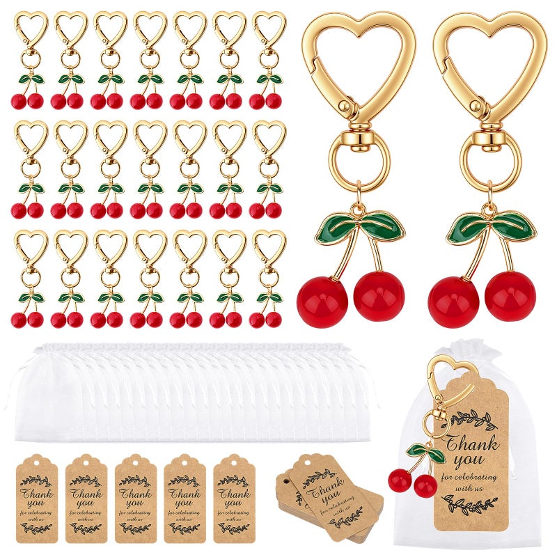 Dreamtop Cherry Keychain Party Favor Cherry Keychains Bulk Xmas Party Gifts Thank You Keyring Gift Fruit Charm Accessories for Guest Baptism Baby Shower Wedding Thanksgiving - Image 1