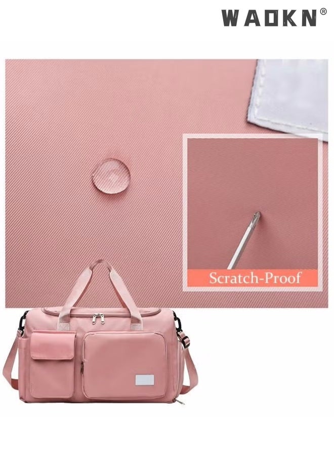 WAOKN Large Capacity Gym Sacks Waterproof Duffel Bag Gym Duffle Bag, Sports Gym Bag Sports Gym Bag for Men and Women Travel Duffel Bag with Wet Pocket and Shoes Compartment Sports Duffel Bag Pink  - Image 5
