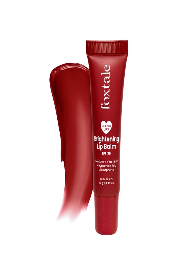 Foxtale SPF 30 Brightening Lip Balm for Dark Lips with Peptides & Vitamin C | Brightens Pigmented | Hydrates | SPF - Ruby Glaze 12gm - Image 1