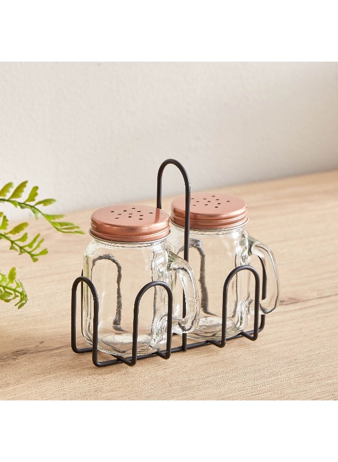 Home Box Essential 3-Piece Glass Mason Jar Set with Stand 13.5 x 12.5 x 6.8 cm - Image 3