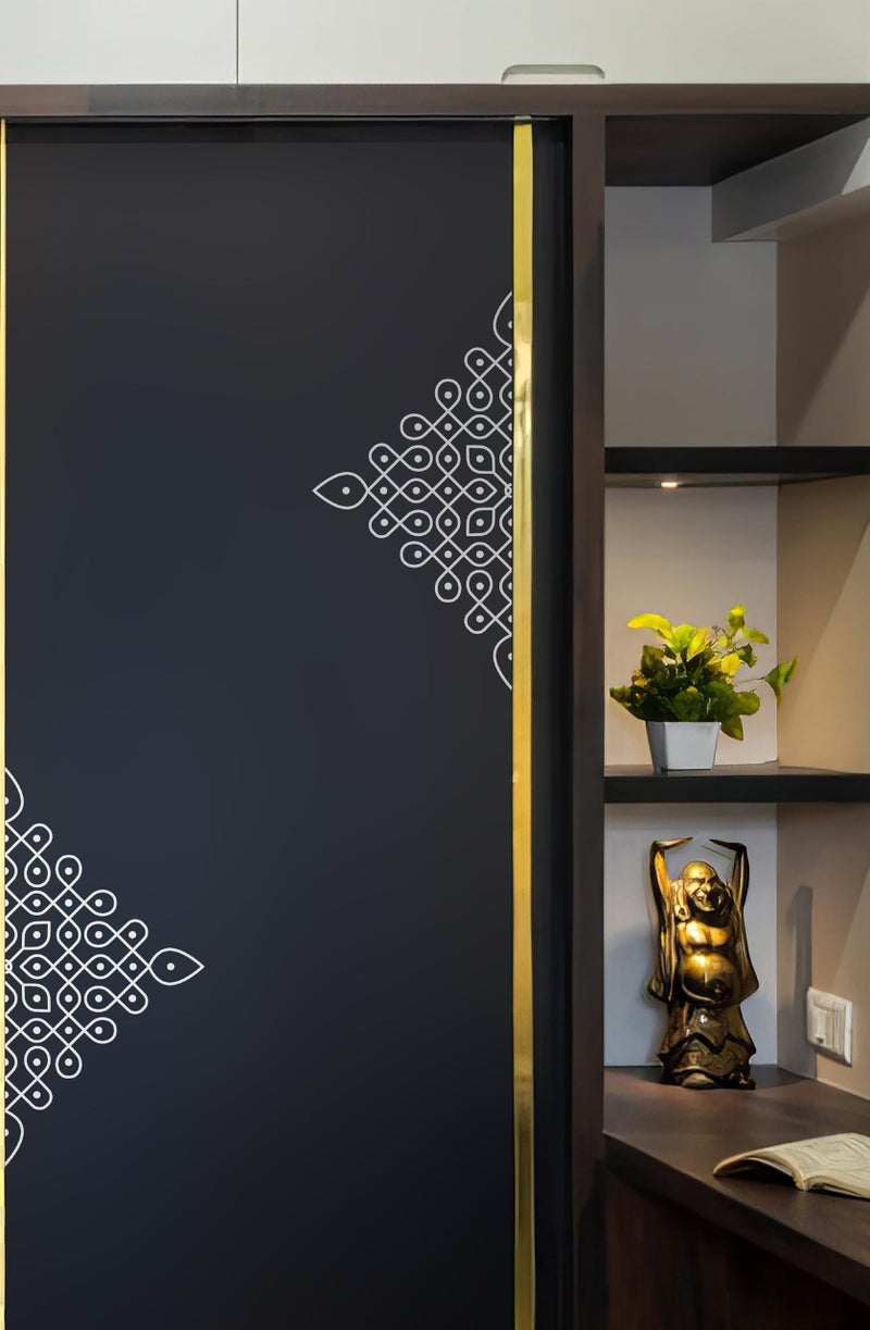WallDesign Kolam Wall Sticker (22x22inch Medium) - Decorative Indian Decor Accent for Any Room - Silver Colour - Image 3