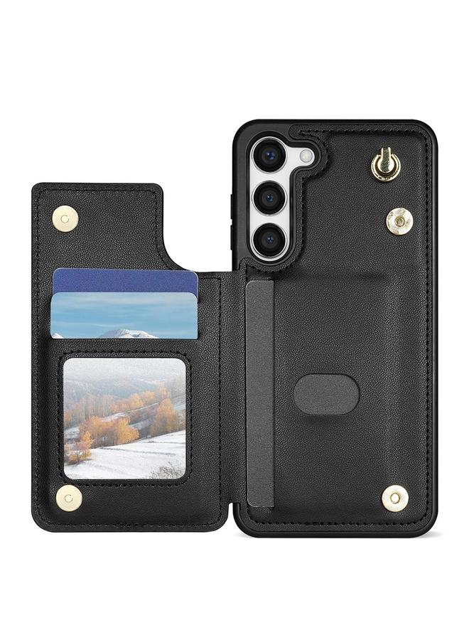 اس-توب جراب لهاتف Samsung Galaxy S23+ 5G مع فتحات بطاقات مزدوجة على شكل معين مع حبل - Image 4