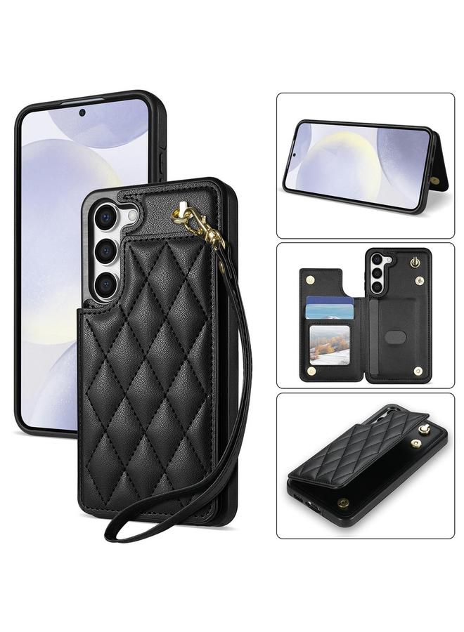 اس-توب جراب لهاتف Samsung Galaxy S23+ 5G مع فتحات بطاقات مزدوجة على شكل معين مع حبل - Image 1