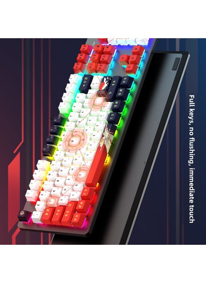 Generic - Note-taking Game Black Tea Customized Wired Computer Mechanical Keyboard E-sports Girls' Office PBT Shaft Black Desktop-Color:Peach Shaft (linear Shaft - Silent) - White Background - Gundam Pbt - Image 1
