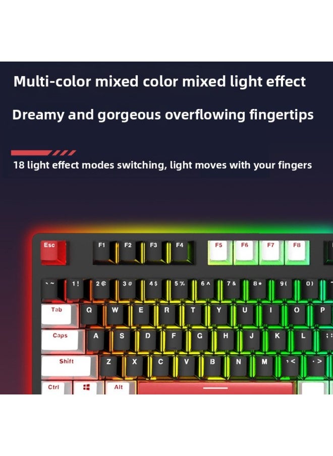Generic - Note-taking Game Black Tea Customized Wired Computer Mechanical Keyboard E-sports Girls' Office PBT Shaft Black Desktop-Color:Peach Shaft (linear Shaft - Silent) - White Background - Gundam Pbt - Image 1