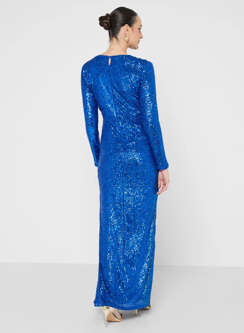 Golden Apple Sequin Detailed Maxi Dress