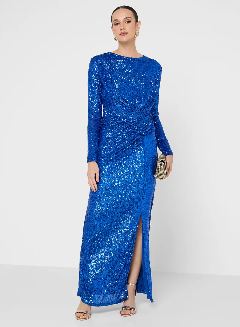 Golden Apple Sequin Detailed Maxi Dress