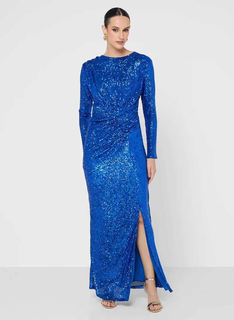Golden Apple Sequin Detailed Maxi Dress