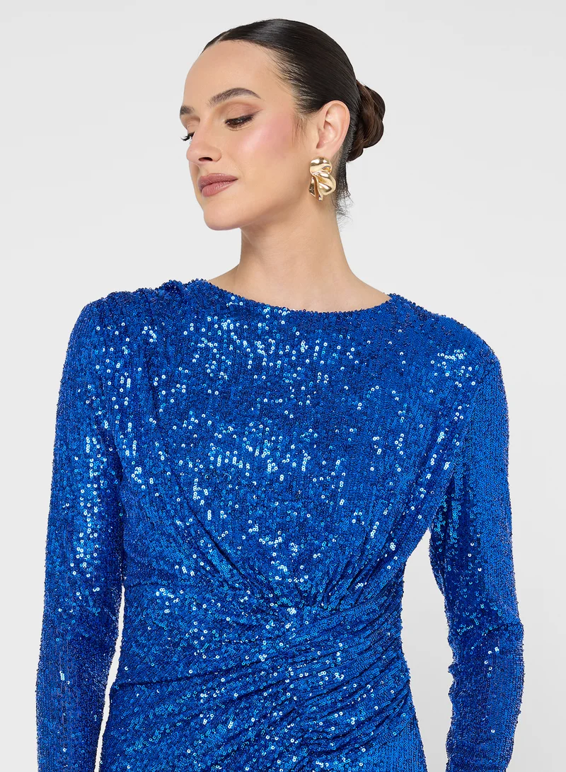 Golden Apple Sequin Detailed Maxi Dress