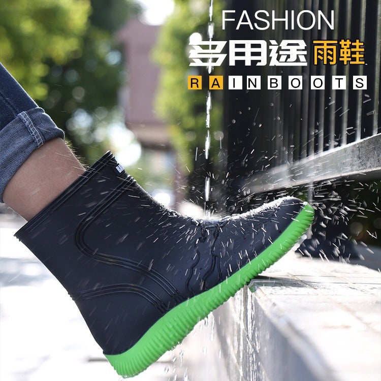 High-End Rain Boots Men'S And Women'S New Closed Rain-Proof Waterproof Shoes Short Mid-Calf Drawstring Water Boots Work Rubber Shoes Non-Slip Rain Boots - Image 3