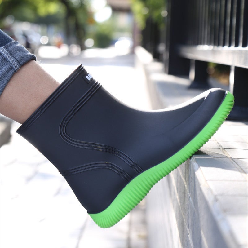 High-End Rain Boots Men'S And Women'S New Closed Rain-Proof Waterproof Shoes Short Mid-Calf Drawstring Water Boots Work Rubber Shoes Non-Slip Rain Boots - Image 5