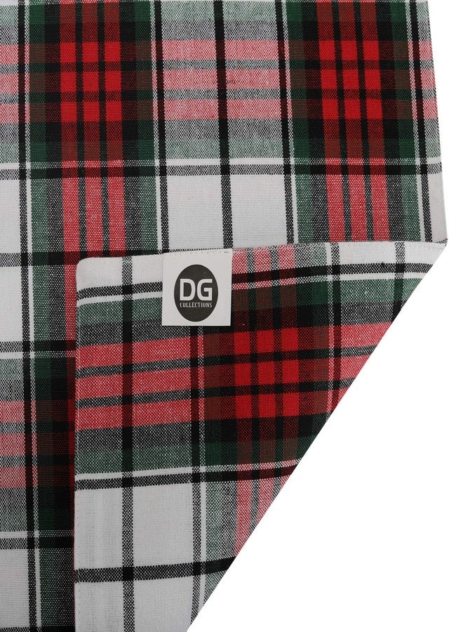 DG Collections مفارش قطنية، طقم من 4 قطع، مفارش مزدوجة الجوانب (13 × 19 بوصة)، بنقشة مربعات حمراء/بيضاء/خضراء - مثالية لعيد الشكر، عيد الميلاد، الربيع، الصيف، العطلات - عيد الميلاد وللاستخدام اليومي - Image 5