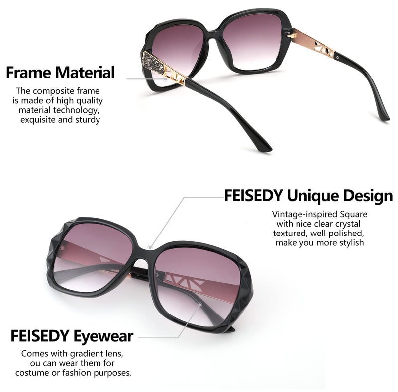 FEISEDY FEISEDY Women Square Reading Sunglasses Sparkling Composite Shiny Frame Sun Reader Glasses B2923  - Image 5